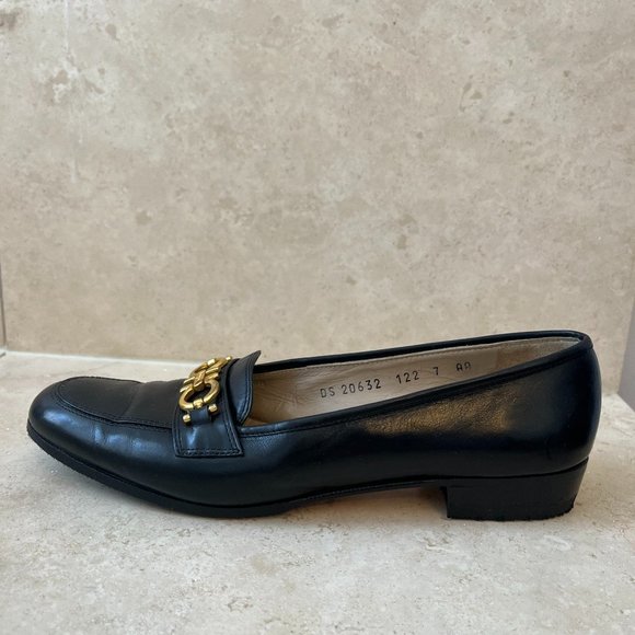 Salvatore Ferragamo Black Leather Loafers with Emblem, EU size 37 - Picture 2 of 6